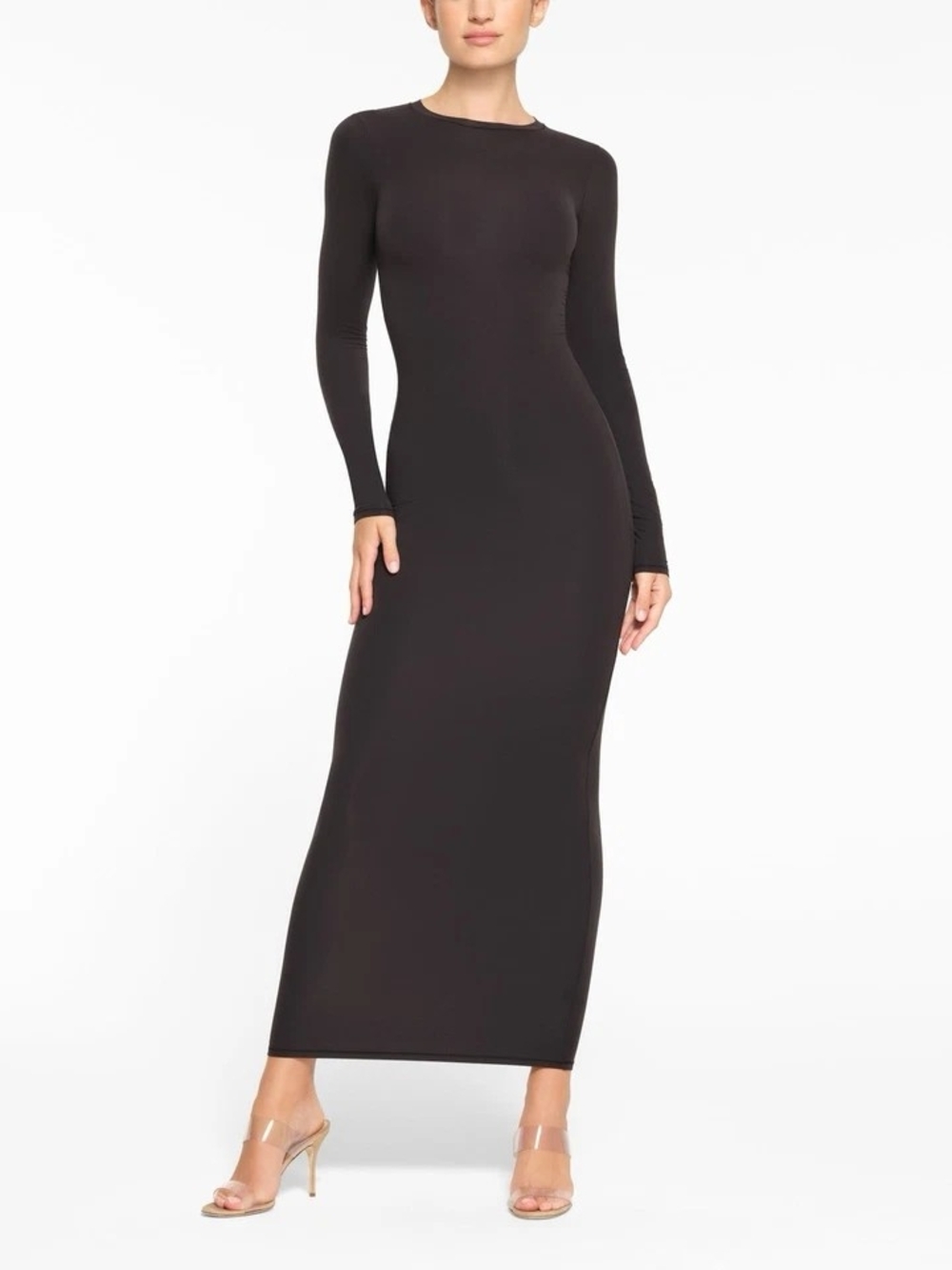 SKIMS Black Long-Sleeve Maxi Dress